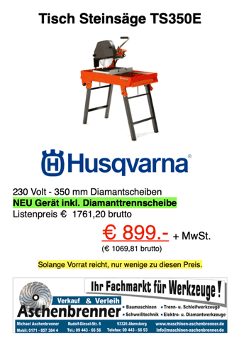 Husqvarna Tisch Steinsäge TS350E