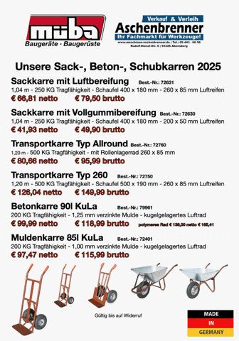 müba - Sack-, Beton- und Schubkarren 2025